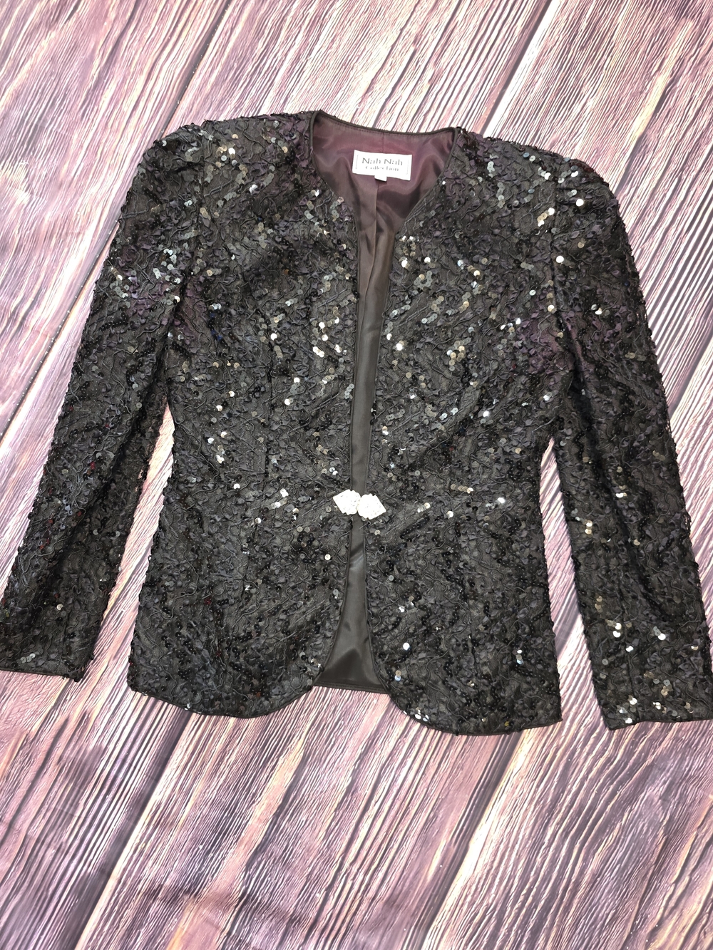 Nah Nah Black Sequin Embellished Evening Blazer